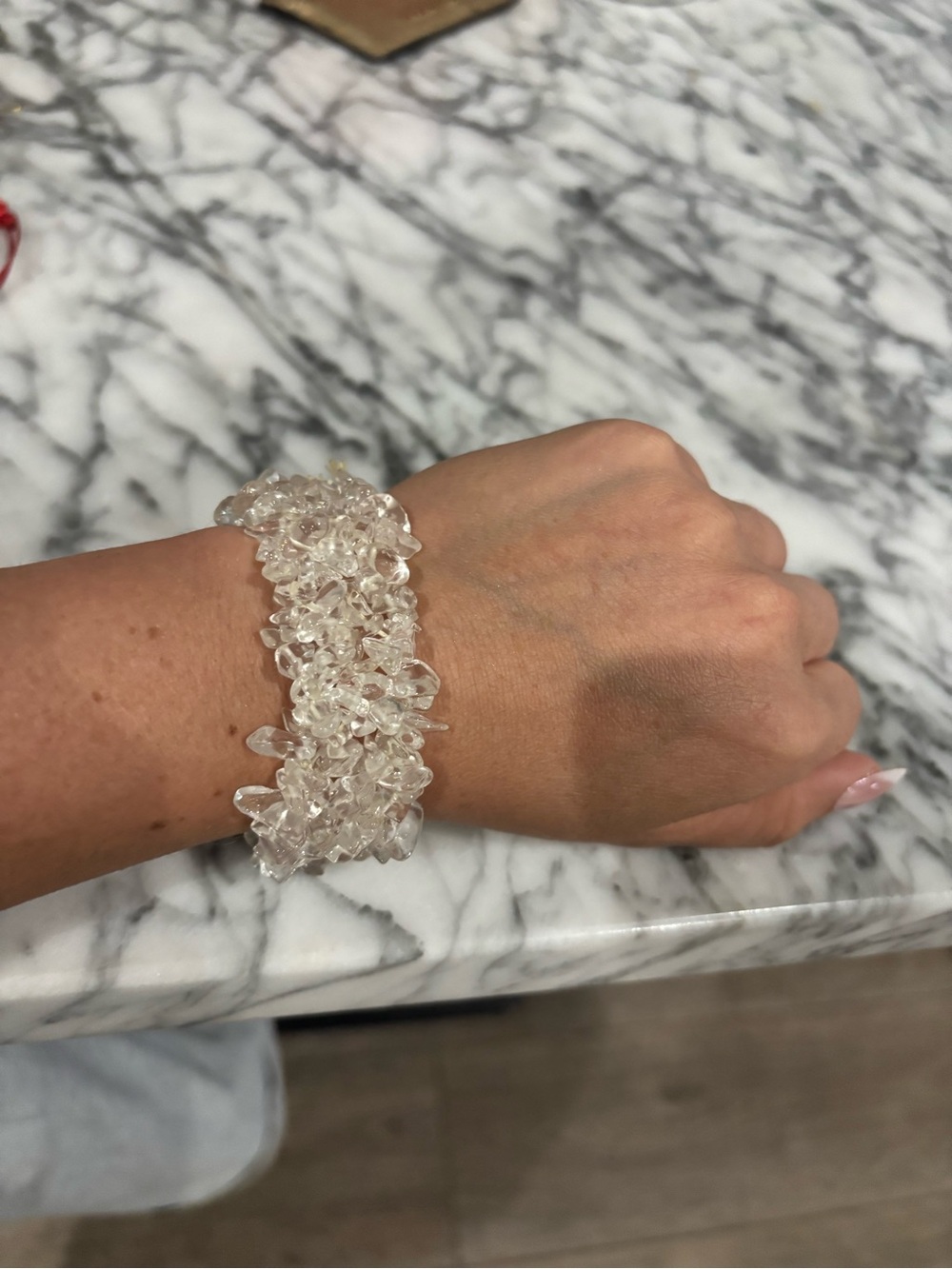 Vintage Clear Crystal Chip Stretch Statement Bracelet